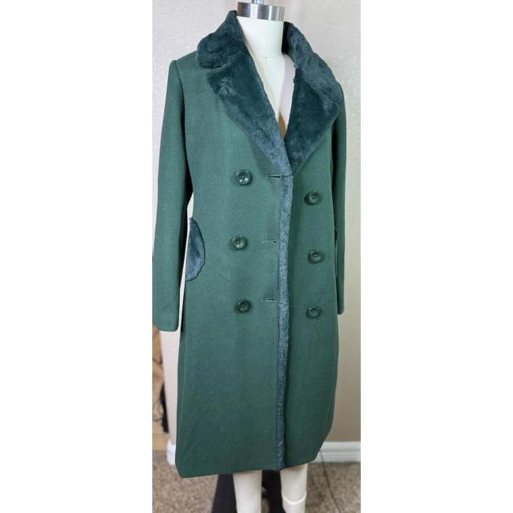 Aprsfn Women's Double-breasted Notched Lapel Midi Wool Blend Pea Coat Jackets M
